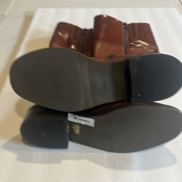 NWOT Minelli Naina cognac Brown Leather 2 toned Knee-High Boots w heel zipper - Picture 5 of 13